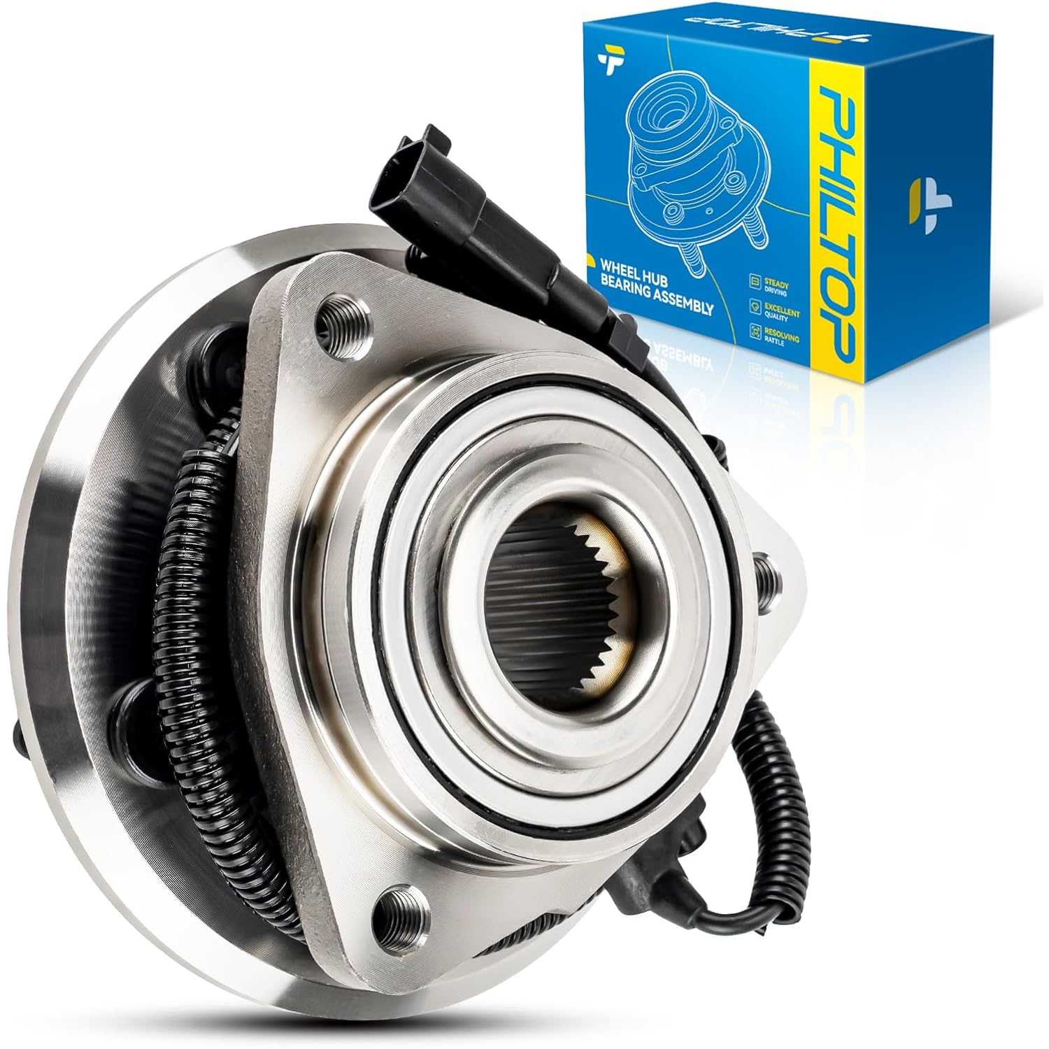 PHILTOP 513270 Front Wheel Bearing Hub Assembly Fit for Jeep Liberty 2008-2012, Dodge Nitro 2007-2011 W/ABS 1 PCS 5 Lugs