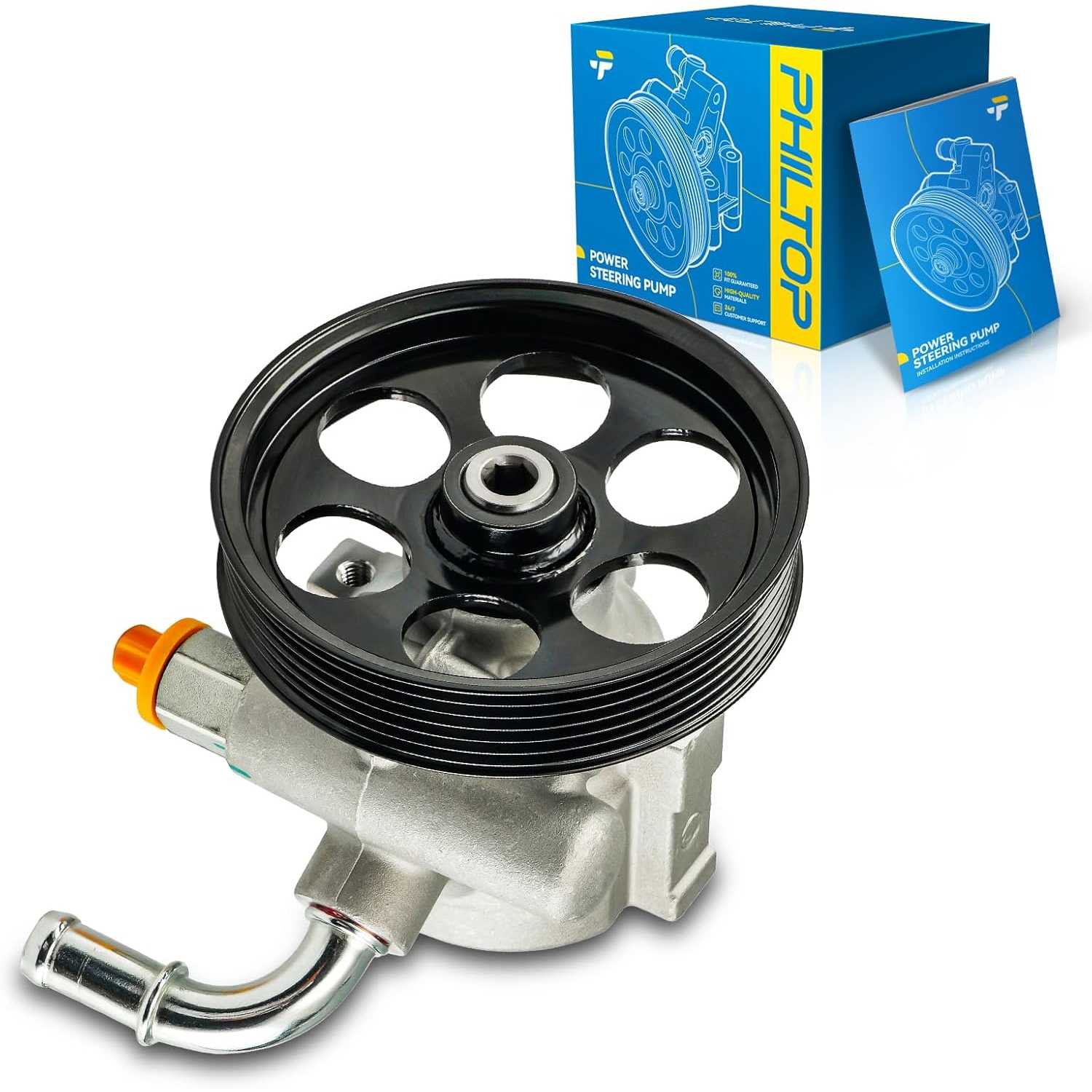 PHILTOP 20997 Power Steering Pump with Pulley, Fit for 2007-2009 Santa Fe 3.3L, Replace OE 20997, 571000W500, 6208J
