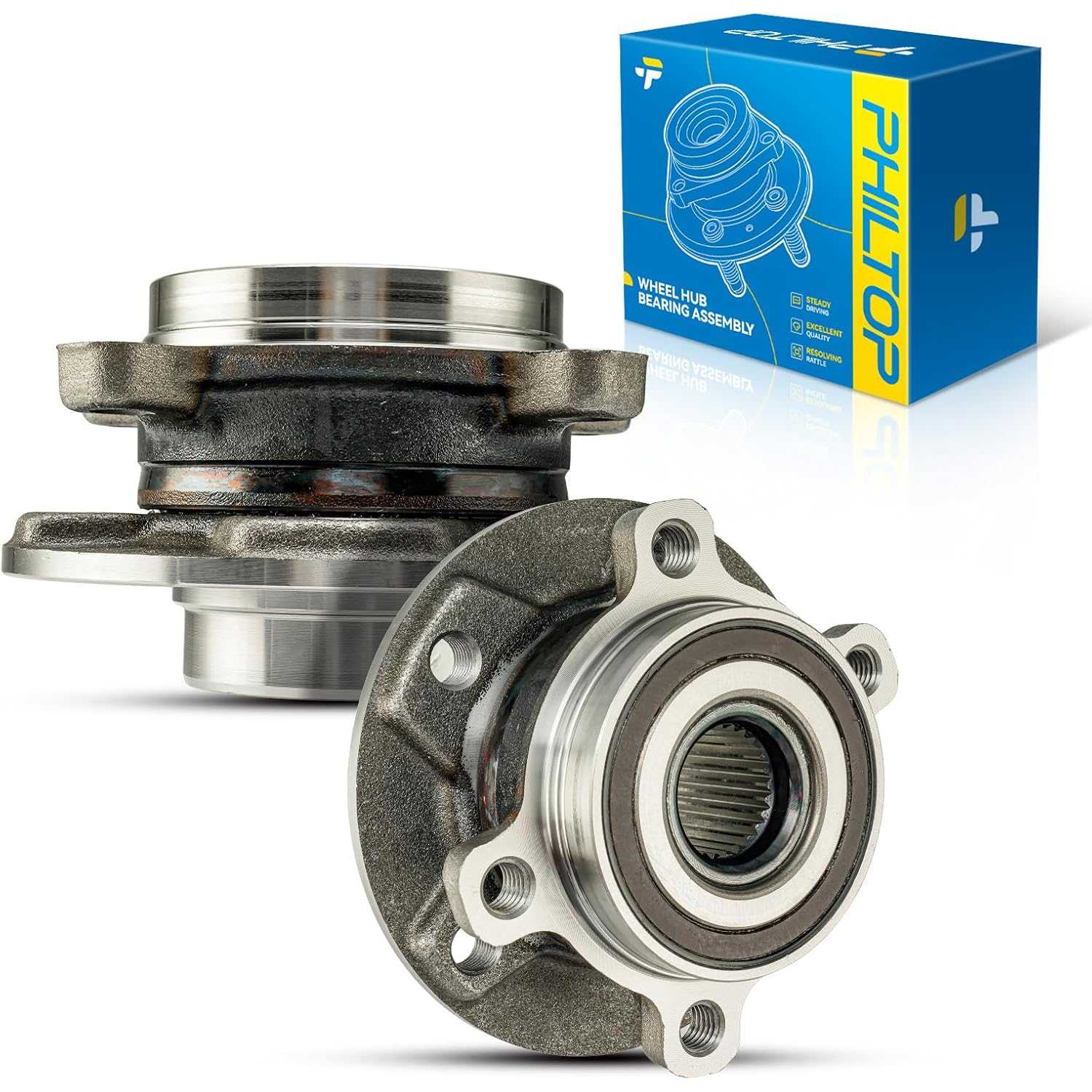PHILTOP 513444 Front Wheel Bearing Hub Assembly Fit for Jeep Compass 2017-2022, Jeep Renegade 2015-2020, Fiat 500X 2016-2020 2 P