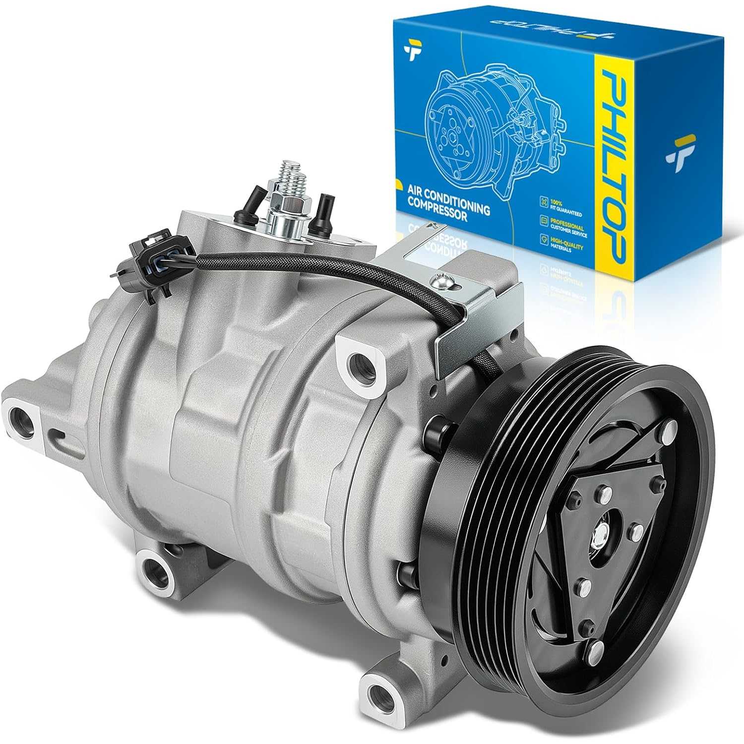 PHILTOP 98346 Air Conditioner AC Compressor for Dodge Charger 2006-2010 5.7L/6.1L,Challenger 2009-2010 6.1L 2008,Magnum 2005-200