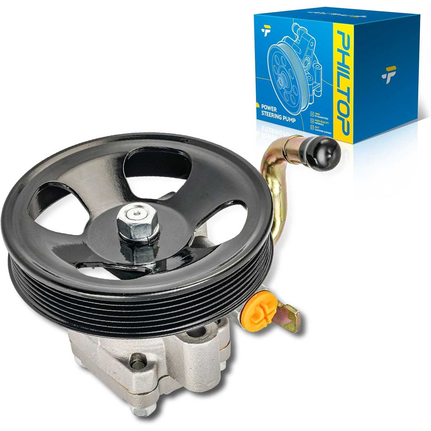 PHILTOP 21667 Power Steering Pump with Pulley, Fit for 2001-2006 Santa Fe 2.7L, Replace OE 21667, 5710026100