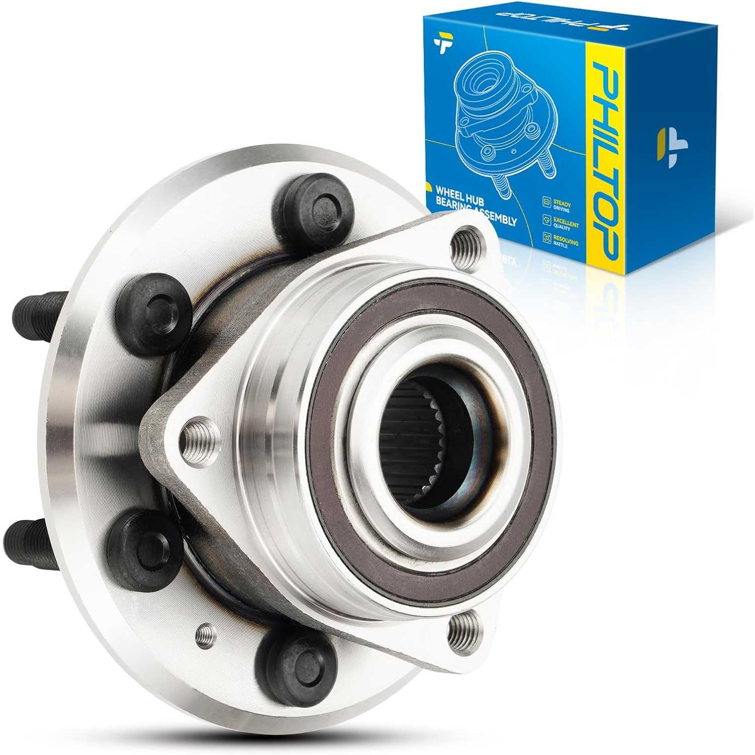 PHILTOP 513289 Front Wheel Bearing and Hub Assembly for 2010-2016 SRX, 2011 9-4X 6 Lugs