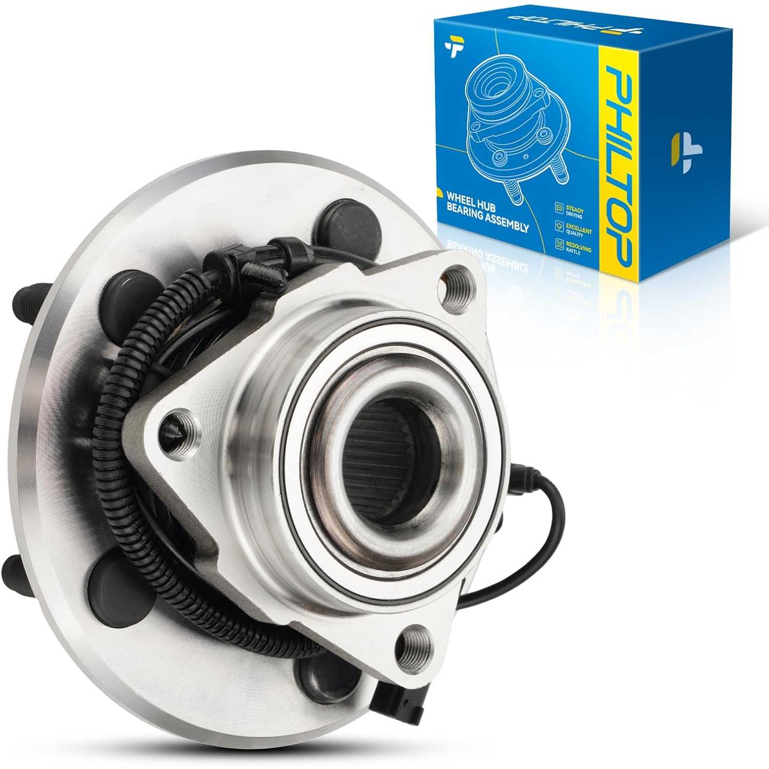 PHILTOP 515151 Front Wheel Bearing and Hub Assembly for 2012-2018 Ram 1500, 2019-2022 Ram 1500 Classic 5 Lugs W/ABS