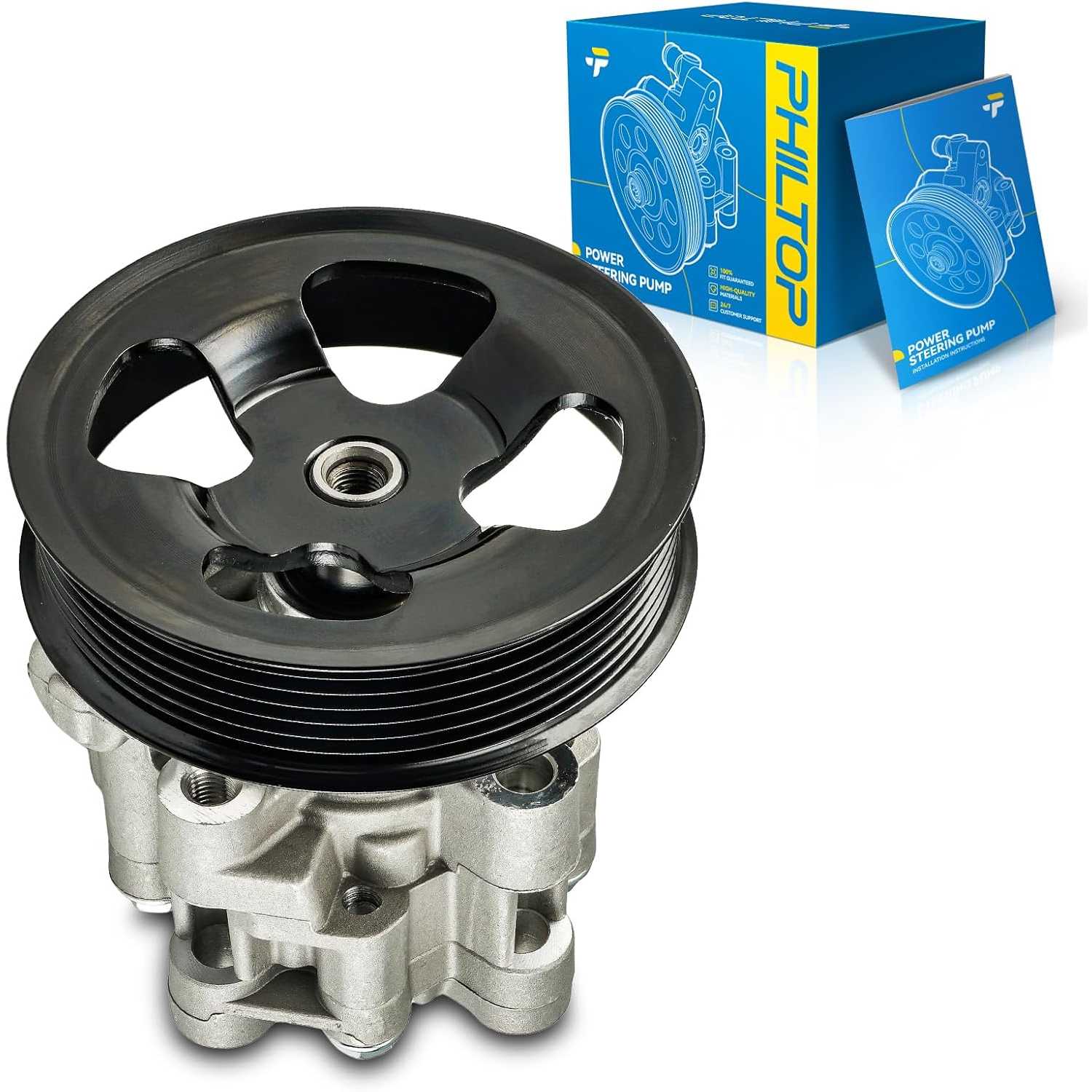 PHILTOP 21486 Power Steering Pump with Pulley, Fit for 2011-2021 4Runner, 2010 4Runner 4.0L, Replace OE 21486, 4431060540, 44310