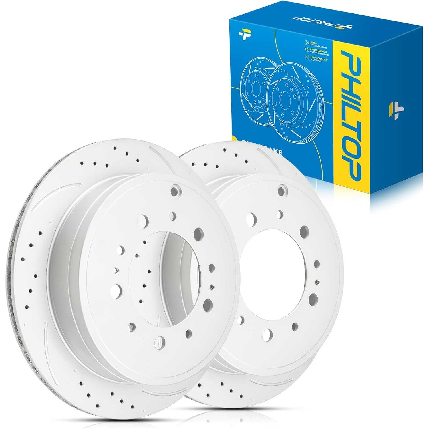 PHILTOP Rear Brake Rotors for Toyota Tundra 2007-2021 Sequoia 2008-2022 Lexus LX570 2008-2011 2013-2021, Land Cruiser 2008-2011