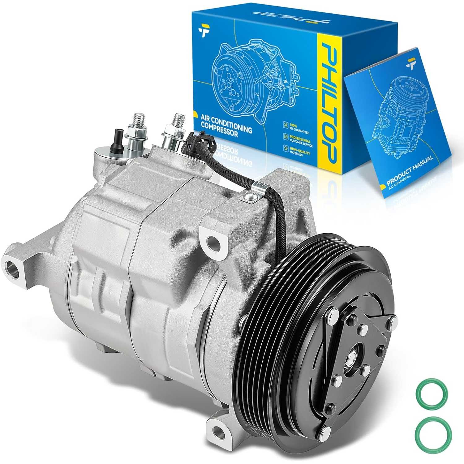 PHILTOP Air Conditioner AC Compressor for Jeep Grand Cherokee 2011-2021 5.7Liter,2012-2021 6.4Liter,2019-2021 6.2L,Durango 11-15