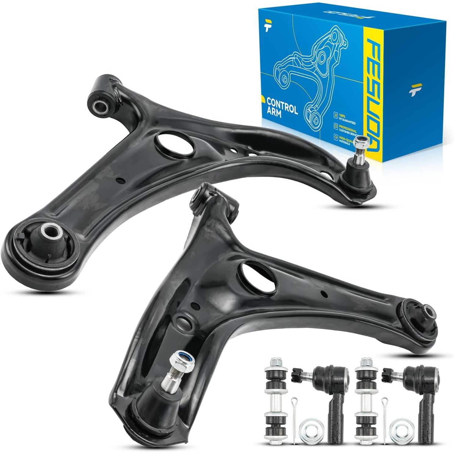 PHILTOP 6pcs Front Lower Control Arm w/Ball Joint Outer Tie Rod Sway Bar End Link Kit for Scion xA xB 2004 2005 2006, K620270 K6