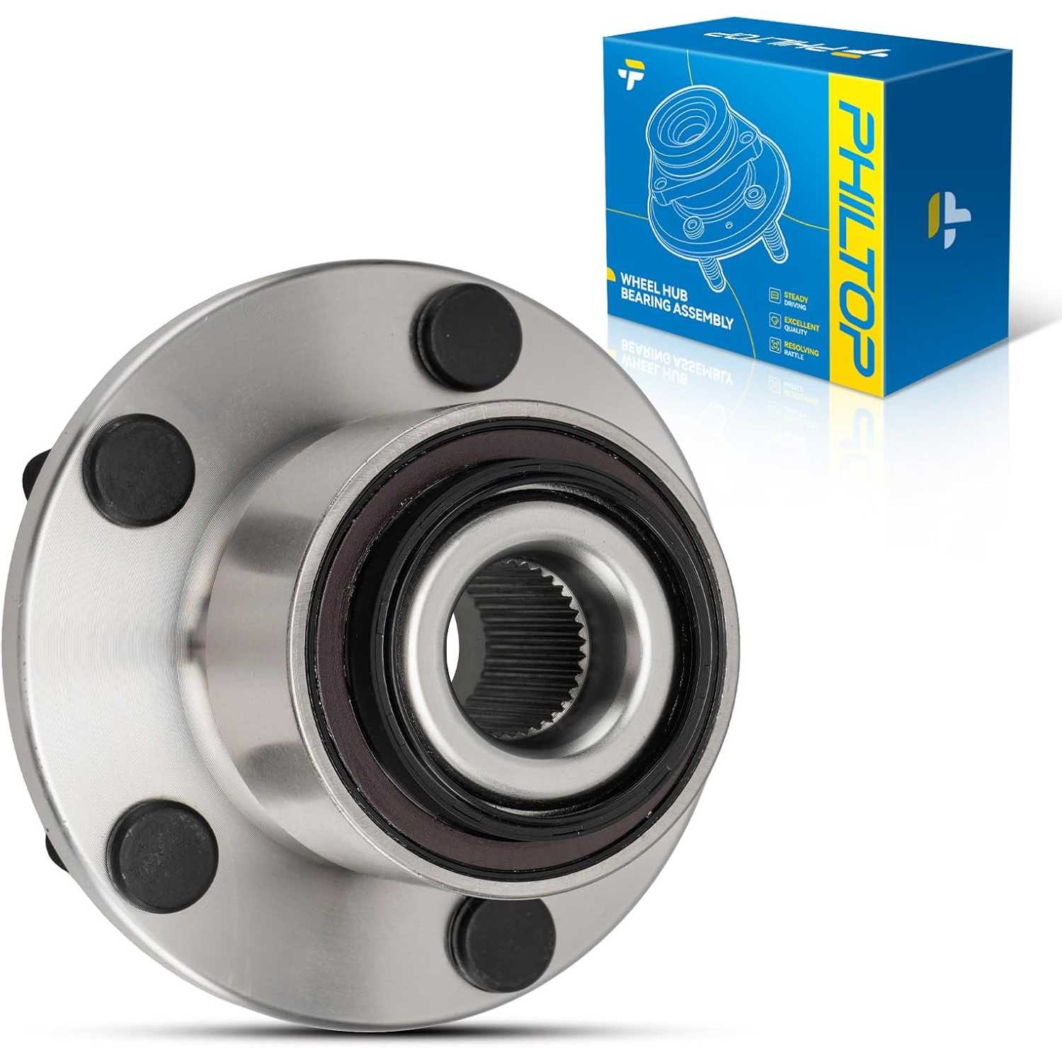 PHILTOP 513255 Wheel Bearing and Hub Assembly for 2005-2011 S40, 2006-2013 C70, 2008-2013 C30, 2005-2011 V50