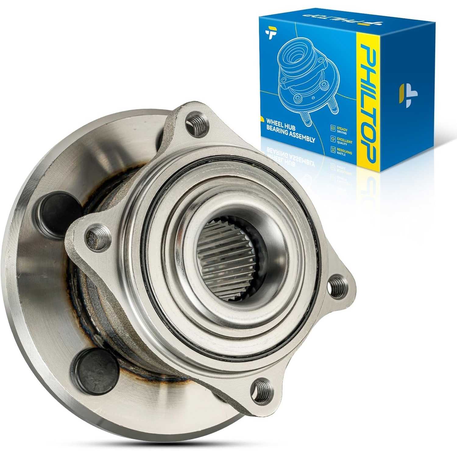 PHILTOP 512369 Rear Wheel Bearing Fit for Dodge Charger 2009-2014, Chrysler 300 2009-2014, Dodge Challenger 2008-2014, 5 Lugs Wh