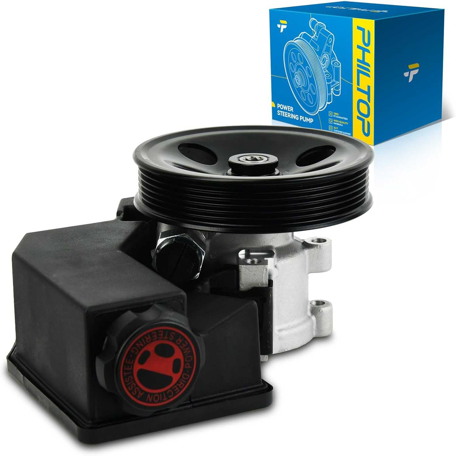 PHILTOP Power Steering Pump Replacement 9662608, Fit for 2001-2004 Grand Cherokee 4.7L, 2004-2006 Ram 1500 8.3L, 2003-2006 Viper