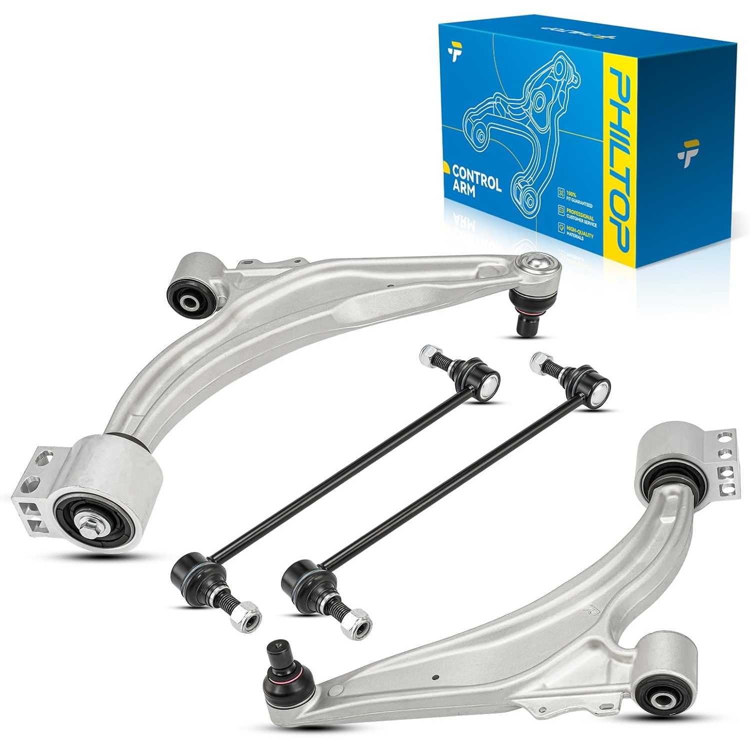 PHILTOP Front Lower Suspension Kit Control Arms w/Ball Joint & Sway Bar End Links Compatible with Chevrolet Cruze 2011-2015,