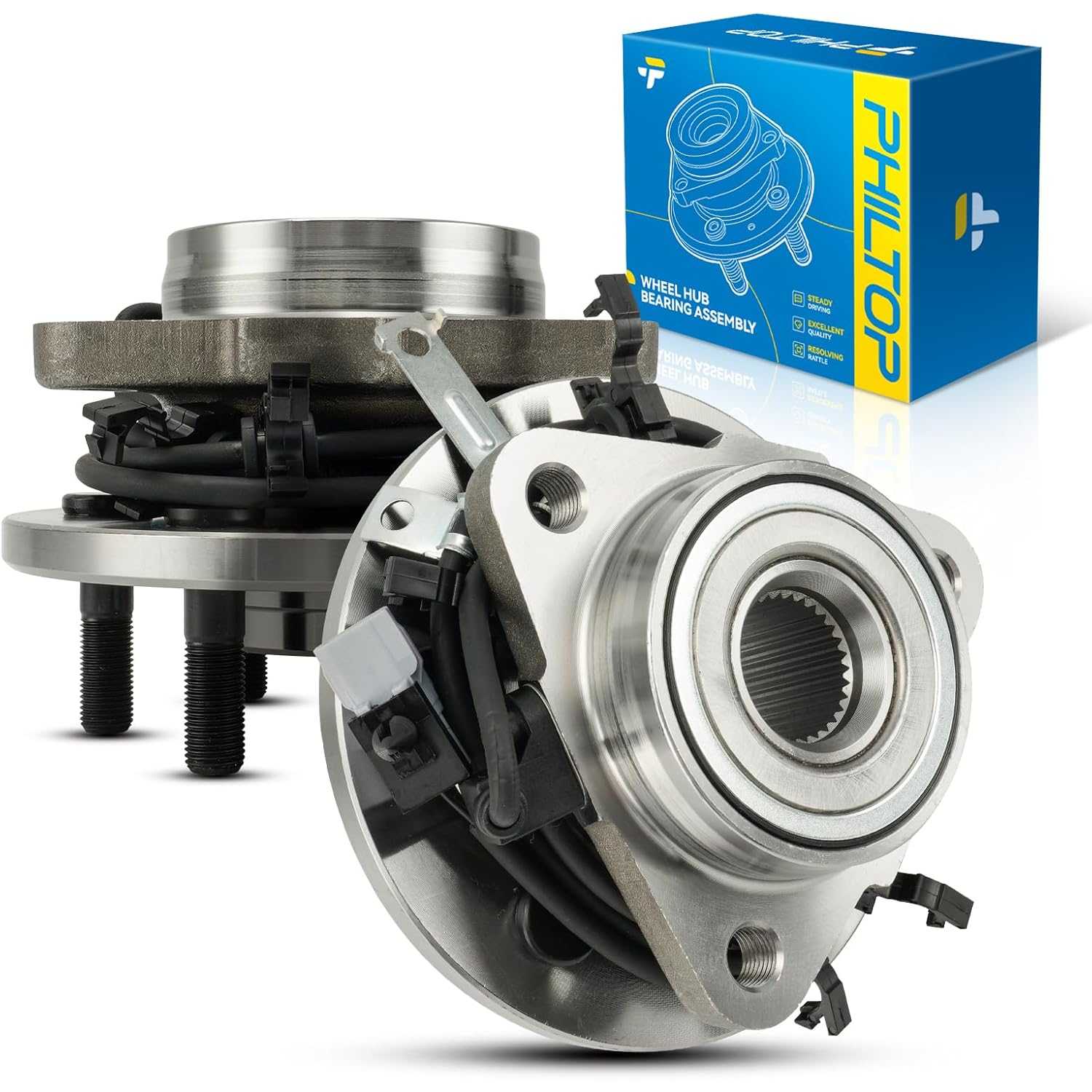 PHILTOP 2pcs Front Wheel Bearing Assembly for 1997-2004 Dodge Dakota, 1998-2003 Dodge Durango Wheel Bearing W/ABS 4WD 515008/515