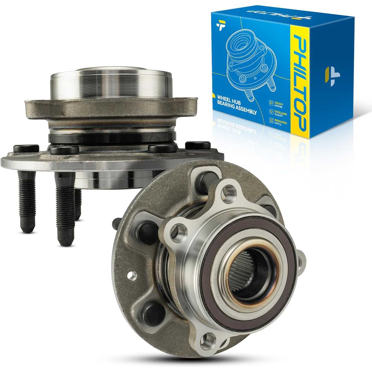 PHILTOP 515197 Front Wheel Bearing Hub Assembly Fit for Chevrolet Silverado 1500 2019-2022, GMC Sierra 1500 2019-2022, Chevrolet