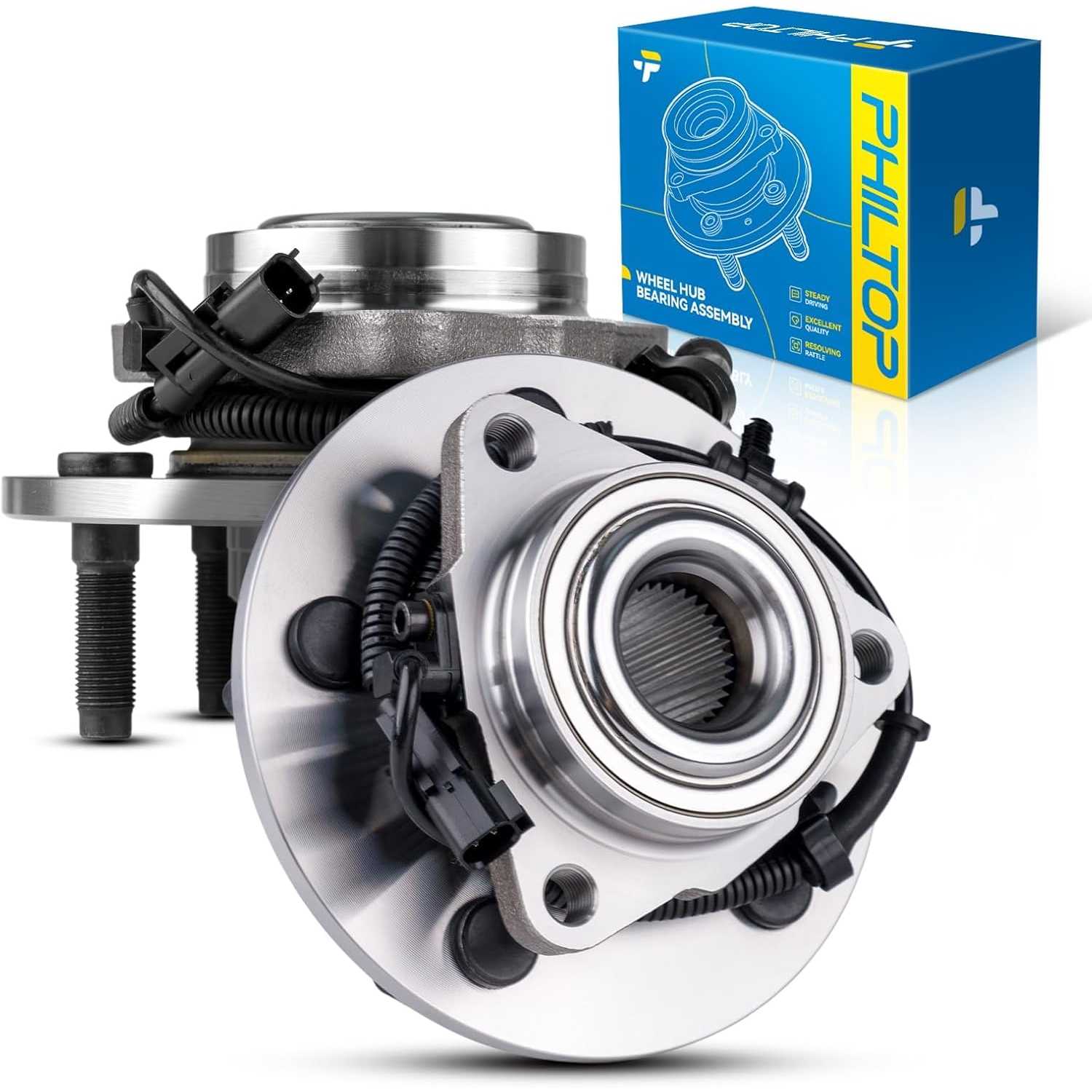 PHILTOP Front Wheel Hub Bearing for 2006-2009 Ram 1500, 515113 Hub Assembly w/ABS 5 Lugs