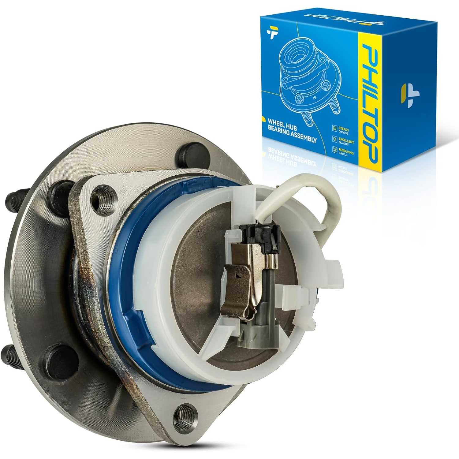 PHILTOP 513139 Front Wheel Bearing Hub Assembly Fit for Chevrolet Corvette 1997-2008, Cadillac XLR 2004-2008 W/ABS 1 PCS 5 Lugs