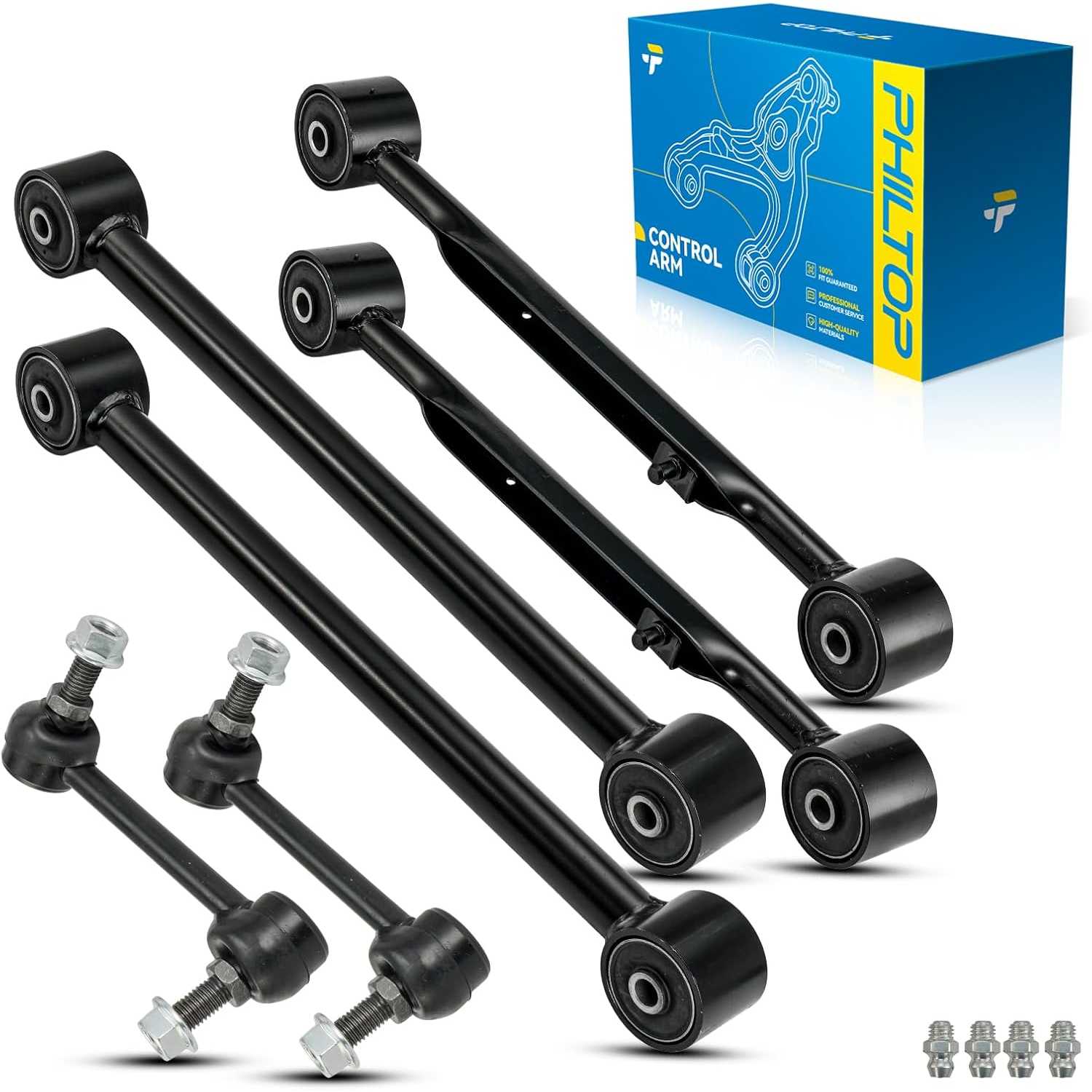 PHILTOP Suspension Kit Rear Upper Lower Control Arm & Sway Bar End Link Compatible with Chevy Trailblazer EXT for GMC Envoy