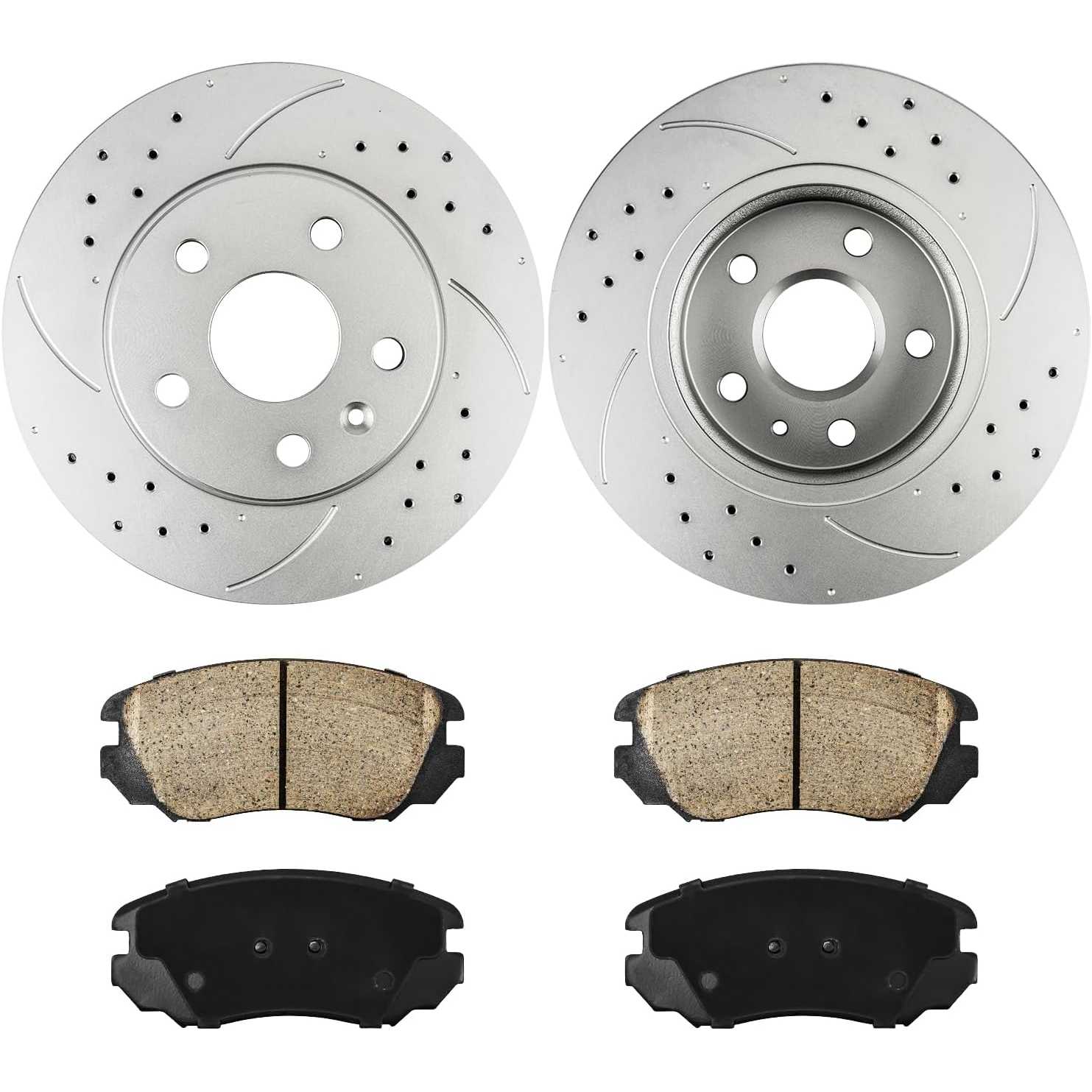 2013-2015 Malibu/2016 Malibu Limited Front Drilled and Slotted Ceramic Brake Pad & Rotor Kit 1