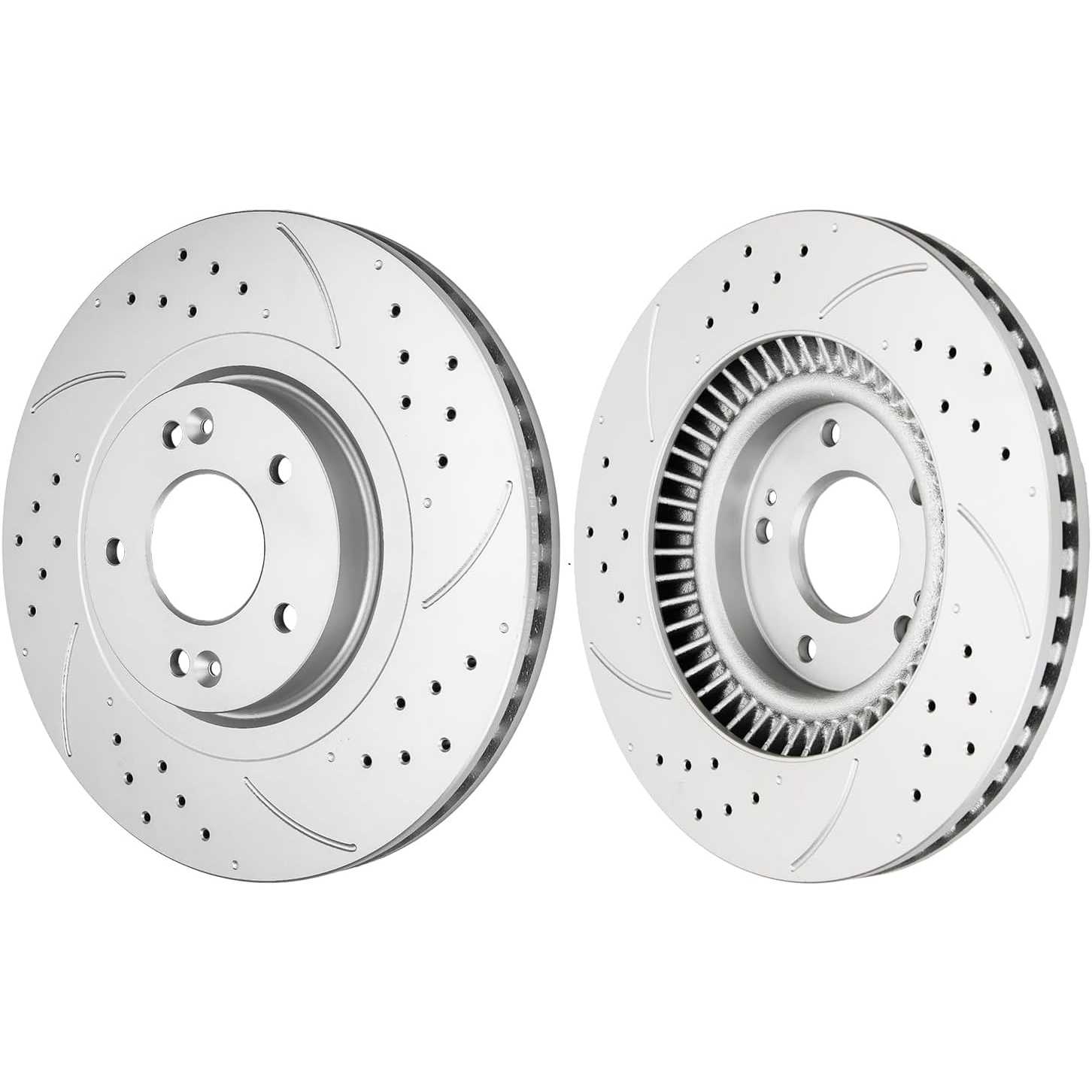 2013-2016 Hyundai Santa Fe Front Drilled and Slotted Ceramic Brake Pad & Rotor Kit 1