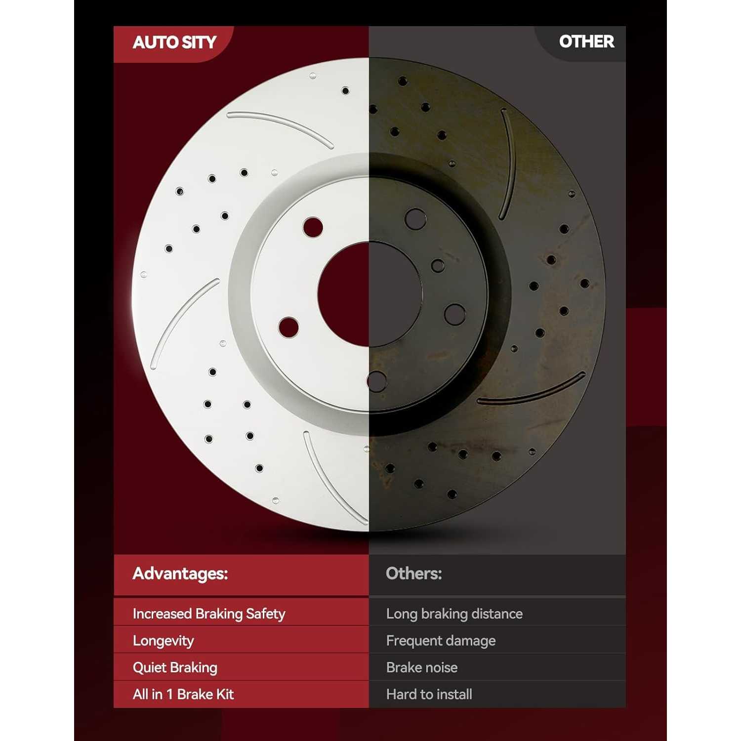 2013-2016 Hyundai Santa Fe Front Drilled and Slotted Ceramic Brake Pad & Rotor Kit 4