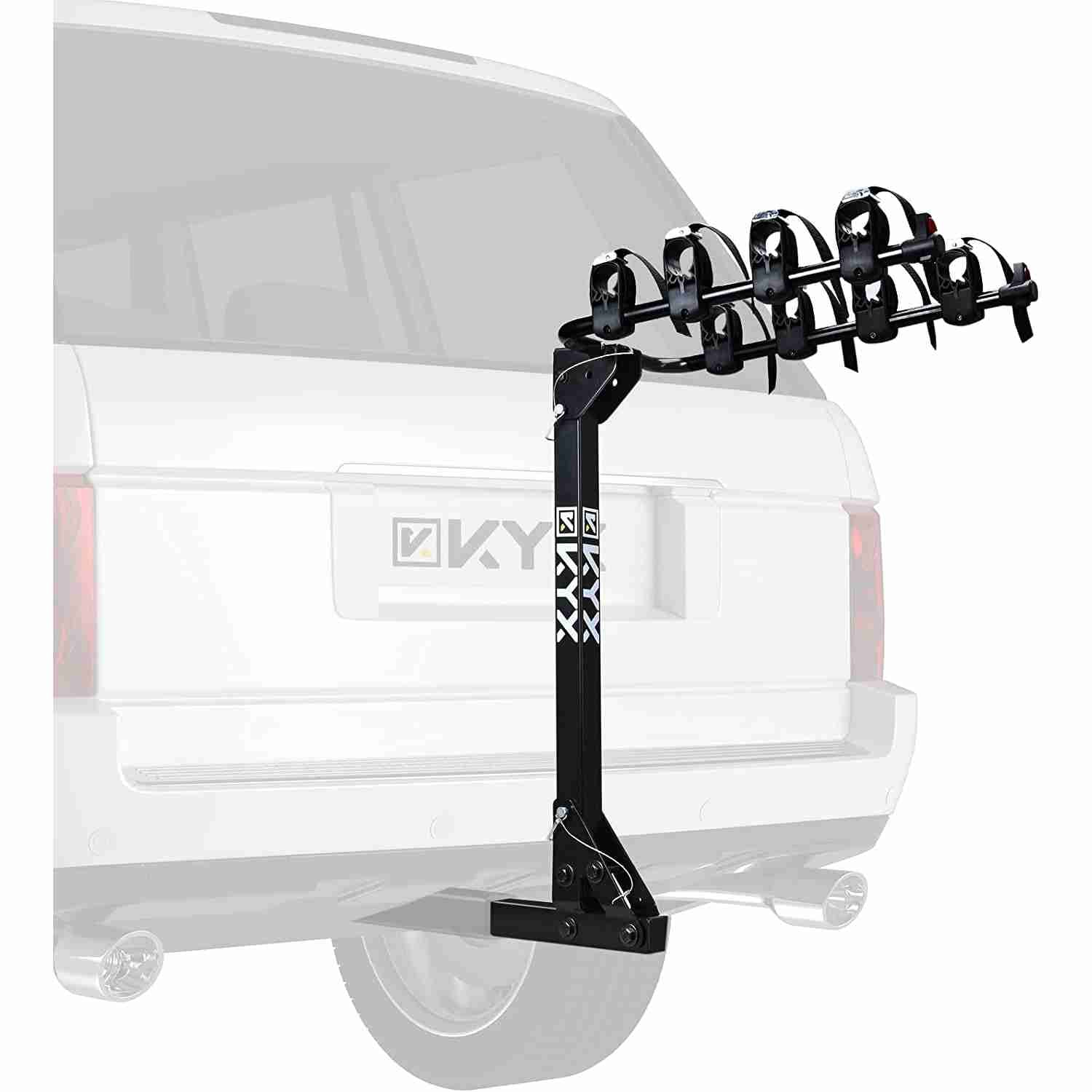 Suncent® 4-Bikes Rack Hitch Mount Carrier Fits 2" Receivers 143 lbs Capacity with Foldable Arms & Tilt-Away Modes for Car SUV Tr 1