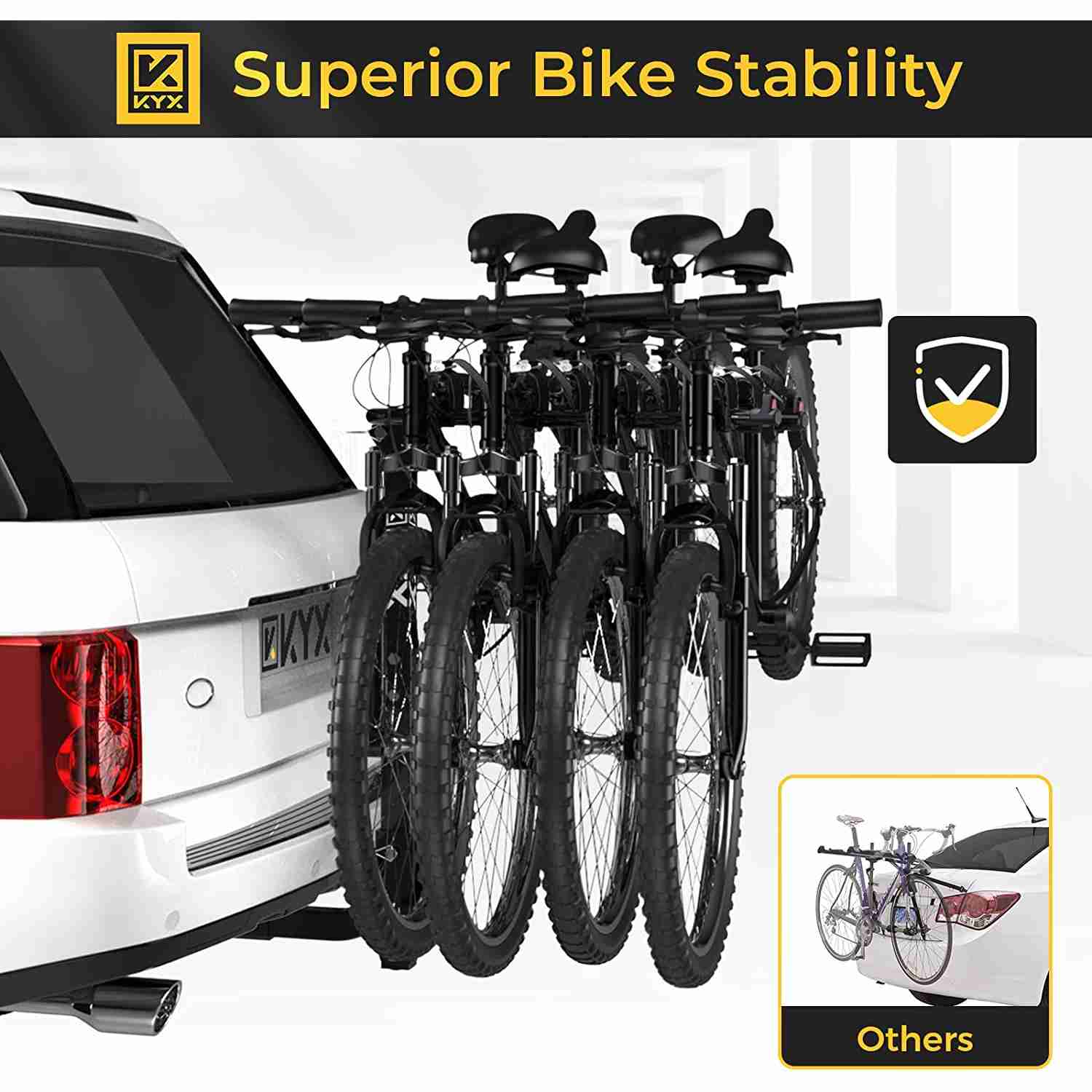 Suncent® 4-Bikes Rack Hitch Mount Carrier Fits 2" Receivers 143 lbs Capacity with Foldable Arms & Tilt-Away Modes for Car SUV Tr 5