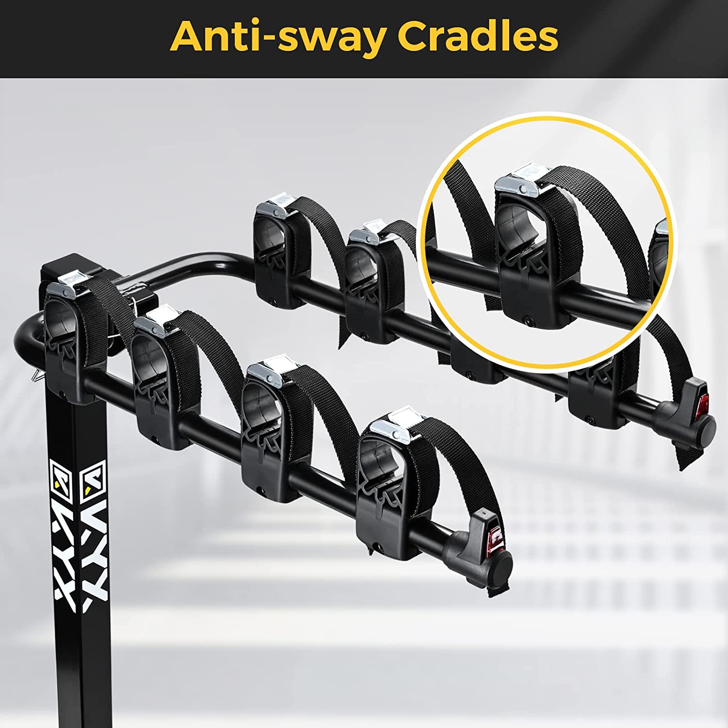 Suncent® 4-Bikes Rack Hitch Mount Carrier Fits 2" Receivers 143 lbs Capacity with Foldable Arms & Tilt-Away Modes for Car SUV Tr 4