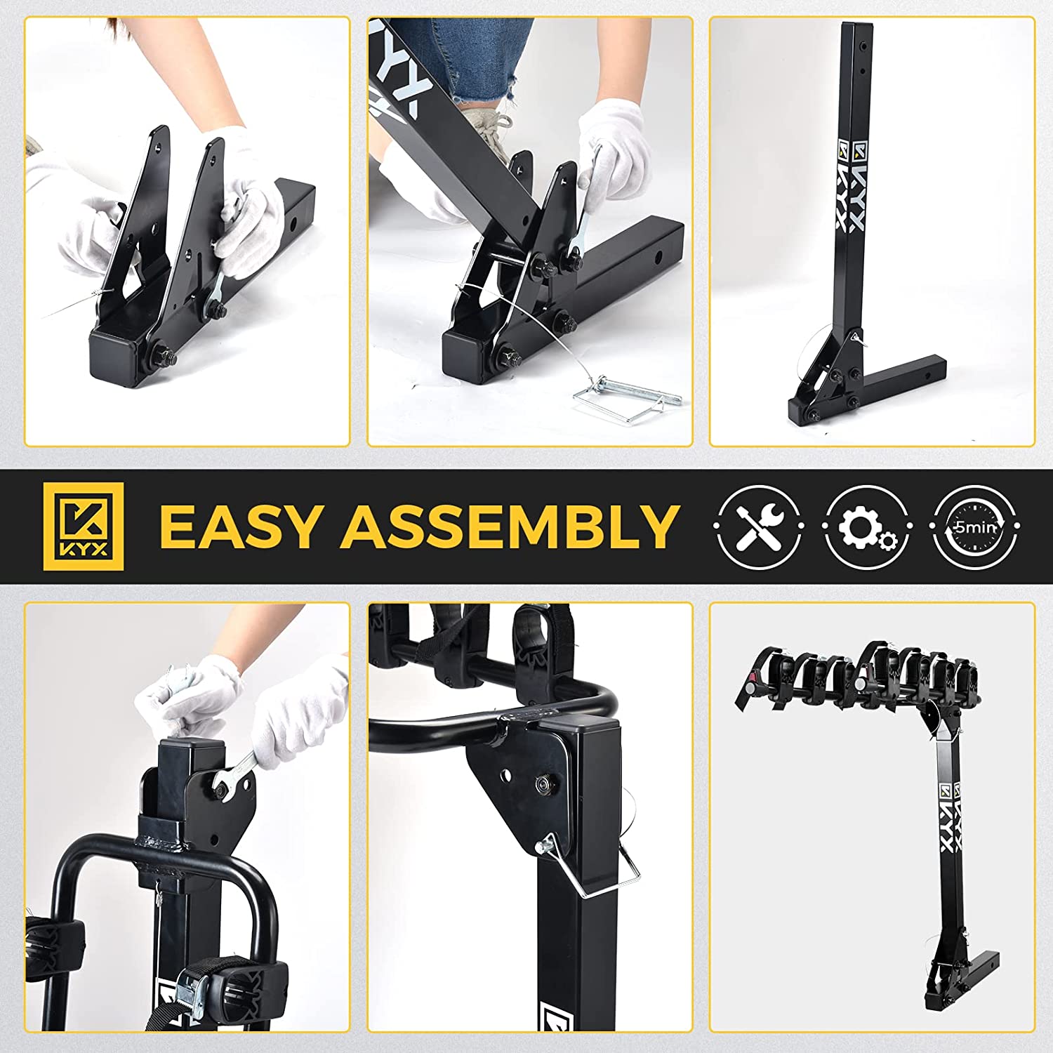 Suncent® 4-Bikes Rack Hitch Mount Carrier Fits 2" Receivers 143 lbs Capacity with Foldable Arms & Tilt-Away Modes for Car SUV Tr 6