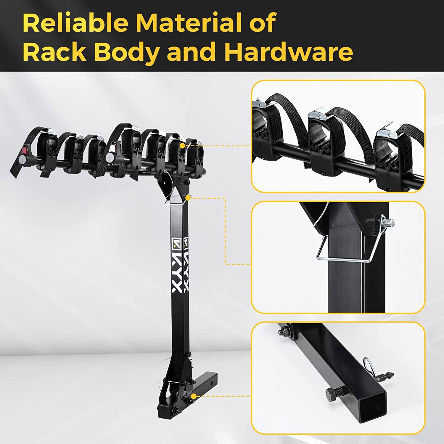 Suncent® 4-Bikes Rack Hitch Mount Carrier Fits 2" Receivers 143 lbs Capacity with Foldable Arms & Tilt-Away Modes for Car SUV Tr 3