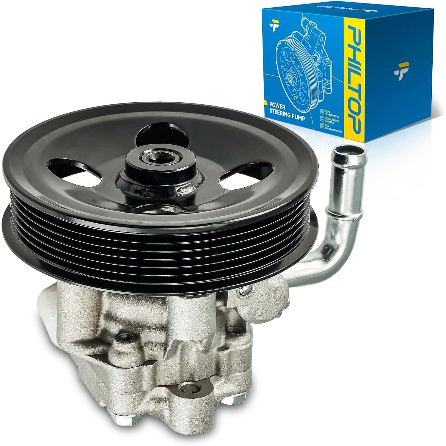 PHILTOP 215476 Power Steering Pump Fit For 2006-2010 Sonata 2.4L,Power Steering Pump with Pulley