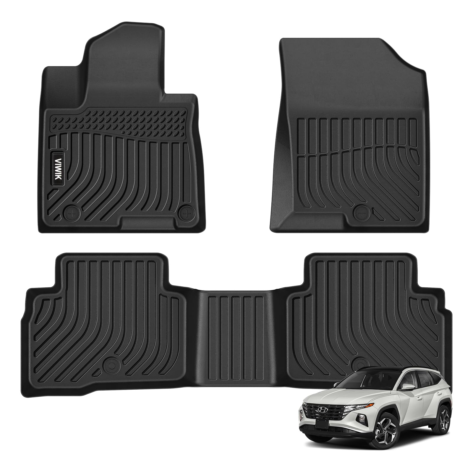 ViWiK® All Weather Custom Truck Floor Mats Best TPE Vehicle Floor Liner for 2025 Hyundai Tucson Hybrid (not Plug-in) SUV Automotive Front & Rear Mats 0