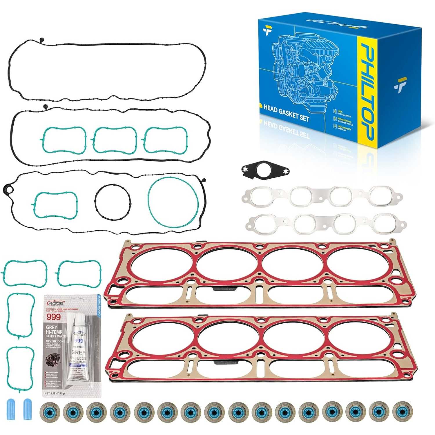 PHILTOP HGS3244 Head Gasket Set Fit for 2016 Yukon XL,2015 Escalade,Silverado 1500 2014-2022,Sierra 1500 2014-2022,Tahoe 2018-20