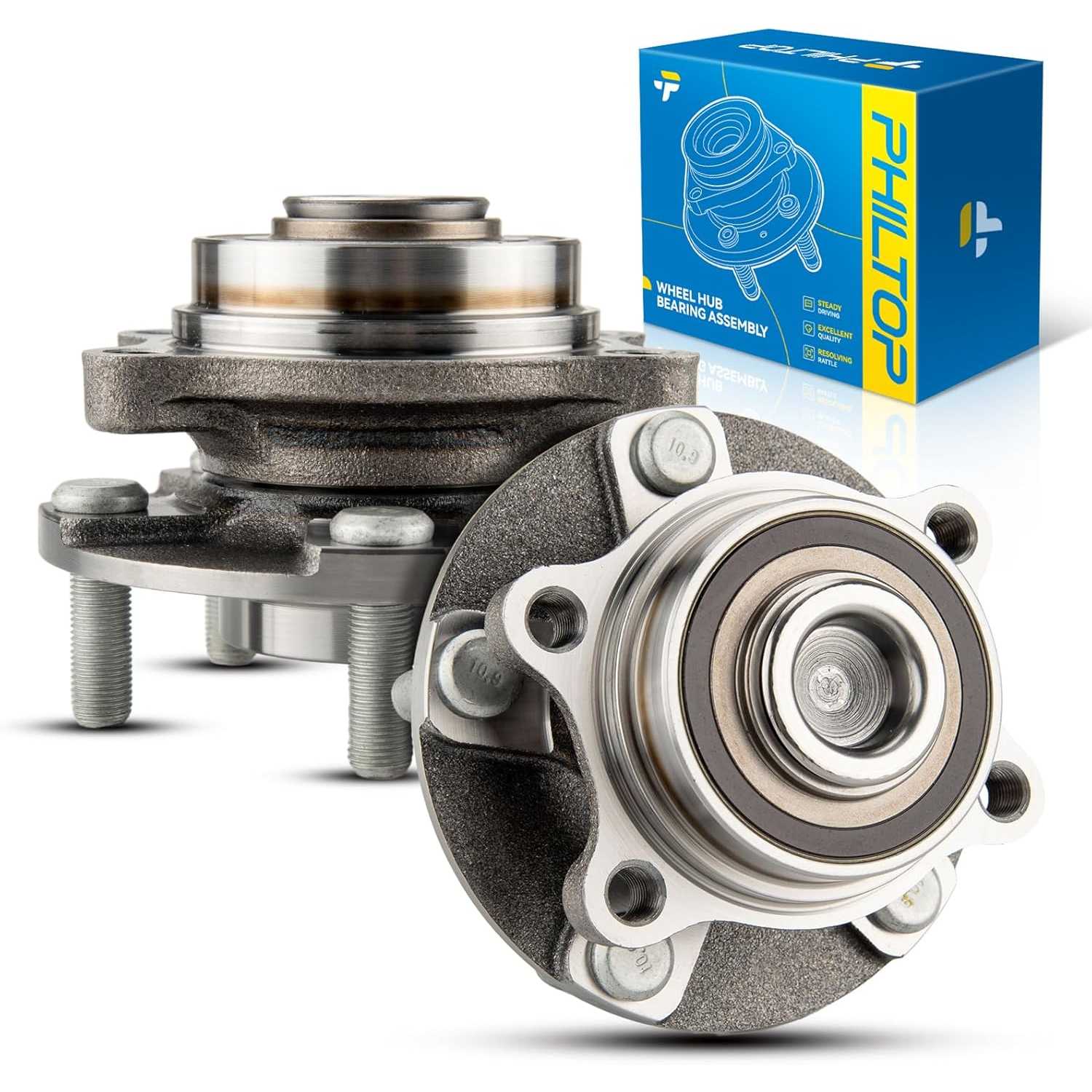 PHILTOP Pair 513268 Front Wheel Hub Assembly Compatible with G35 2003-2007, 350Z 2003-2009 5 Lugs