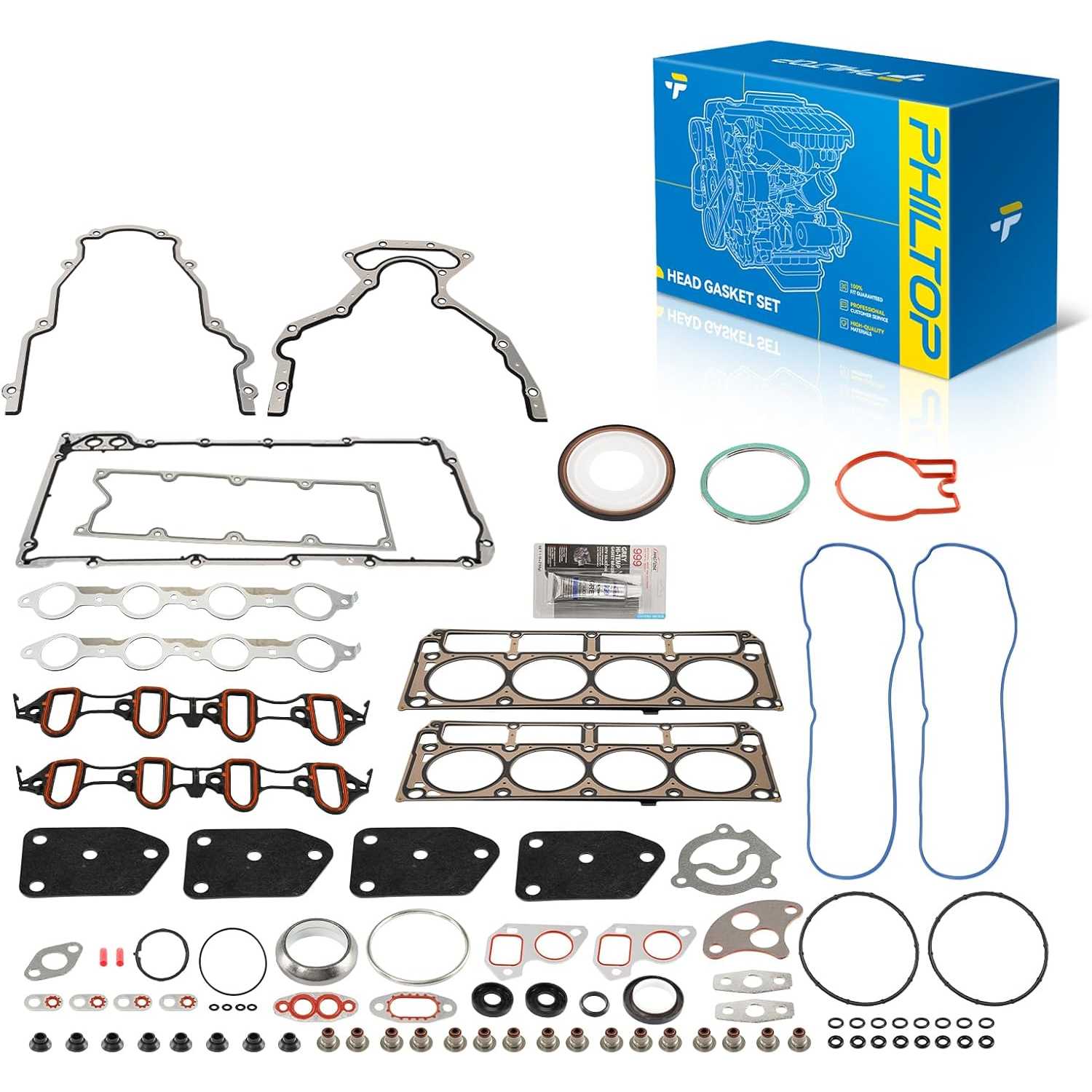 PHILTOP HS26191PT-1 Head Gasket Set Fit for Chevy Silverado 1500 Classic Tahoe Suburban Avalanche Express, GMC Sierra 1500 Yukon