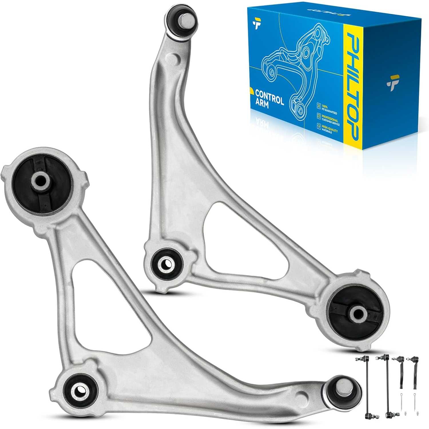 PHILTOP 6Pcs Suspension Kit Front Lower Control Arm w/Ball Joint Sway Bar End Link Tie Rod End Fit for 2015-2018 Altima 2016-202