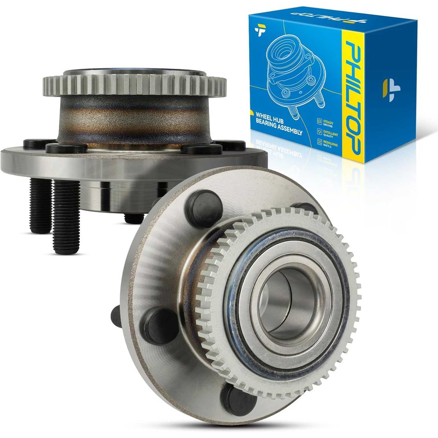 PHILTOP 513346 Front Wheel Hub Assembly Fit for Ford Mustang 2015-2021, 5 Lugs Wheel Hub Bearings