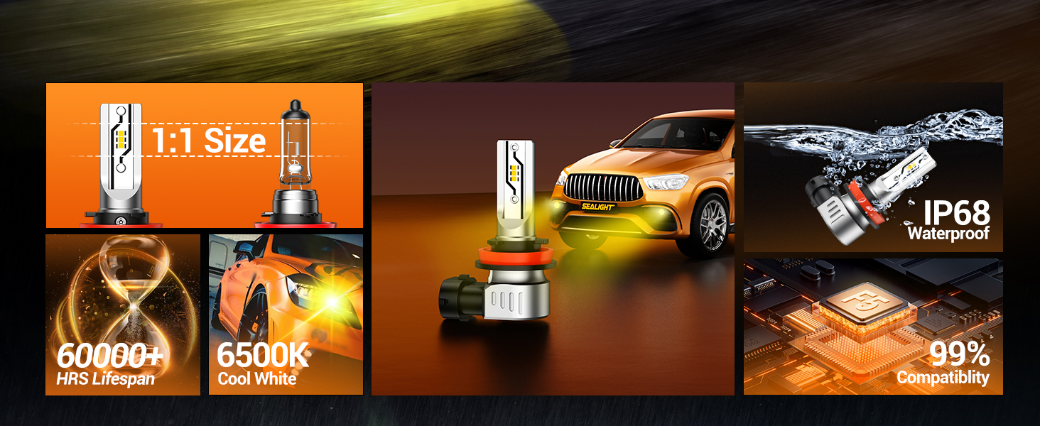 H11 LED FOG LIGHT BULBS Yellow