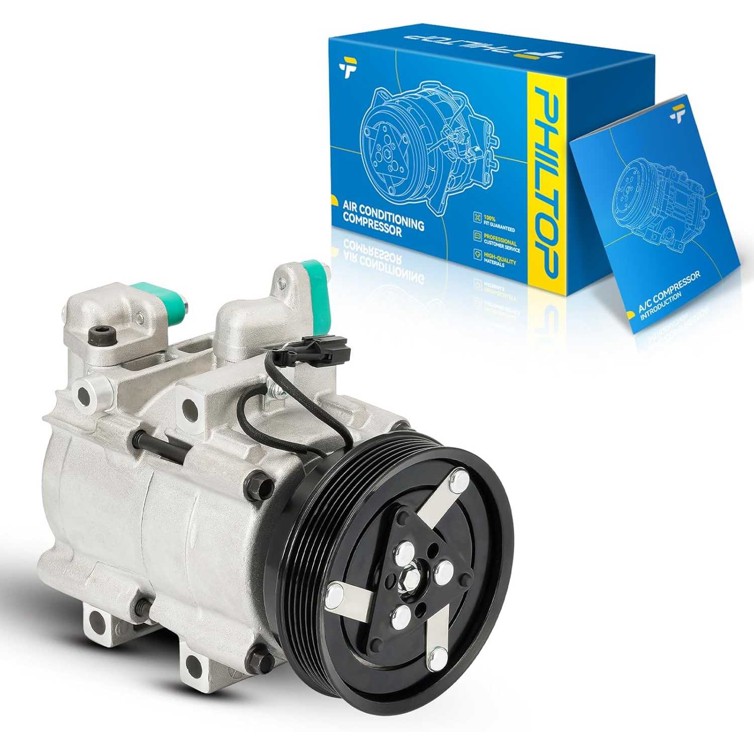 PHILTOP 58185 AC Compressor for Sonata 2002-2005 2.7L, Tucson 2006-2009 2.7L, Optima 2002-2006 2.7L, Sonata 1999-2001 2.5L, Opti