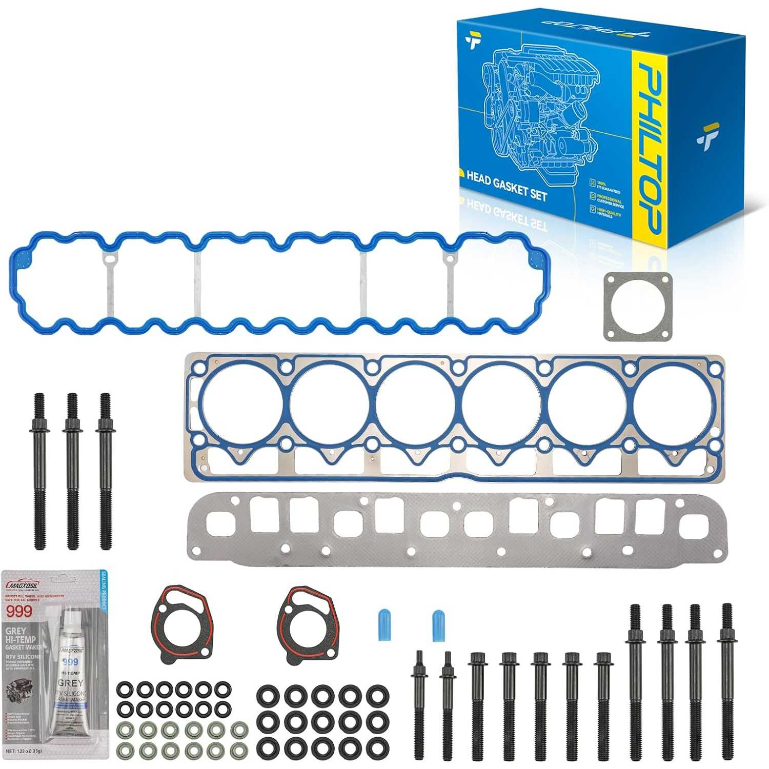 PHILTOP HS26211PT Engine Cylinder Head Gasket Set Compatible with Jeep Grand Cherokee 1999-2004, Wrangler 2000-2006, Cherokee 19