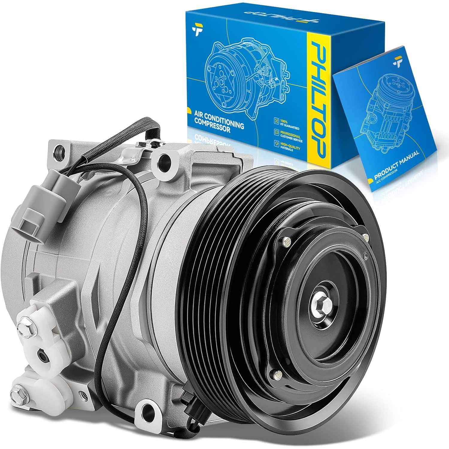 PHILTOP 2000148R Air Conditioner AC Compressor with Clutch for Toyota RAV4 2004-2005, 2001-2003 2.0L