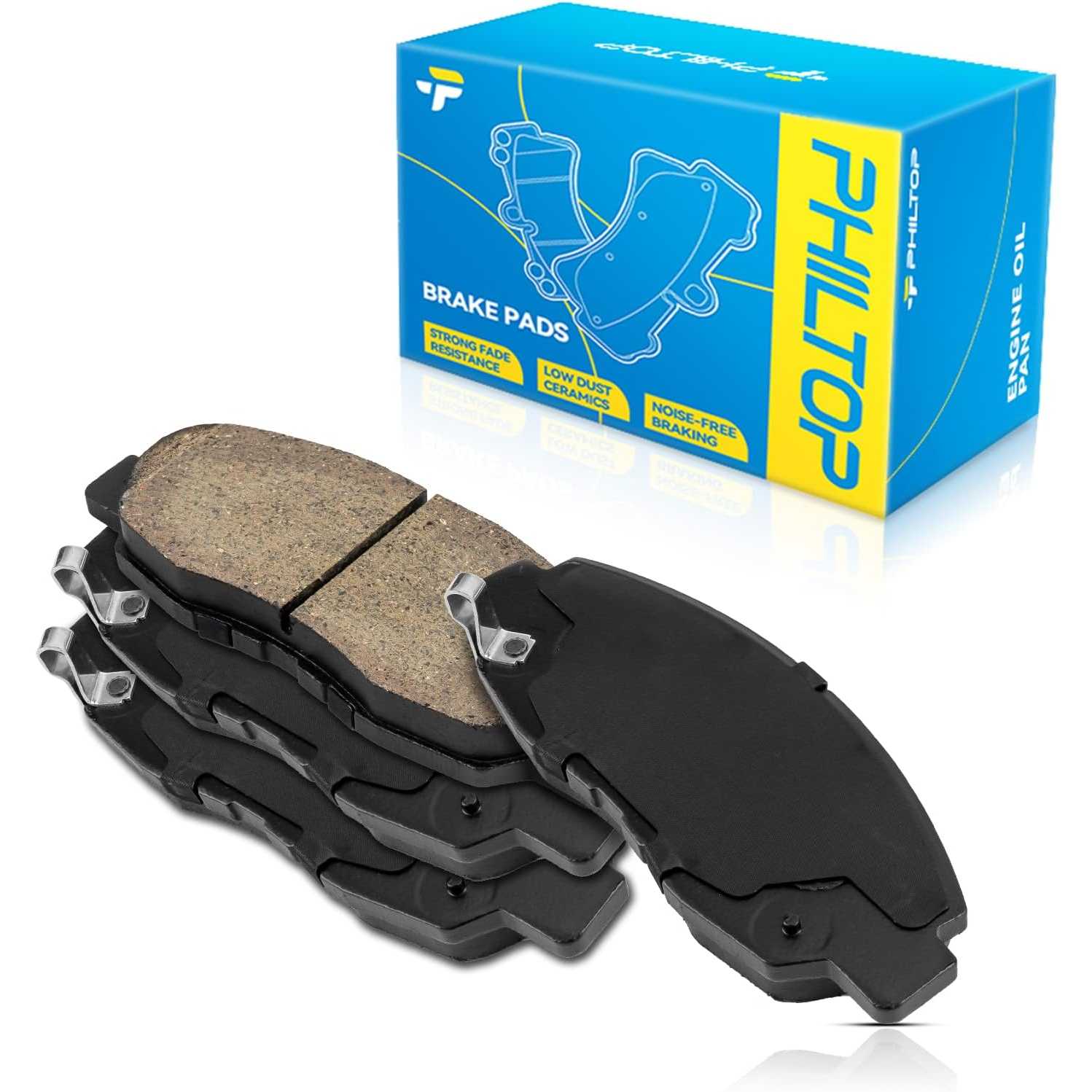 PHILTOP Ceramic Front Brake Pads For Honda Civic 2012-2015, 4 Pcs replace # D1578