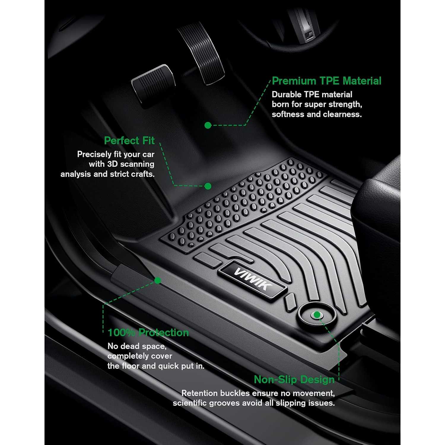 2023-2024 Honda HR-V SUV All Weather Custom Truck Floor Mats Best TPE Vehicle Floor Liners Automotive Front & Rear Mats VIWIK® 1