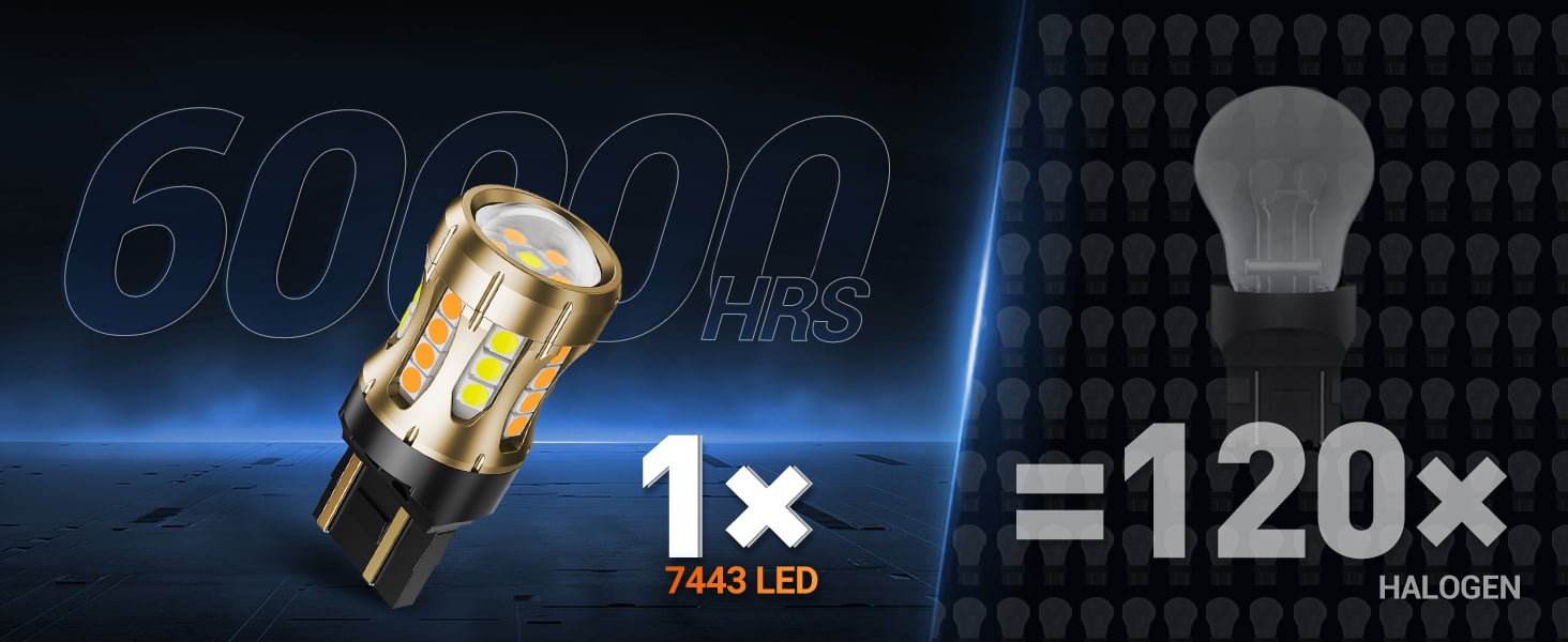 SEALIGHT 7443 Switchback LED Bulb Front Turn Signal Light White Amber 7444NA W21W DRL Parking Light