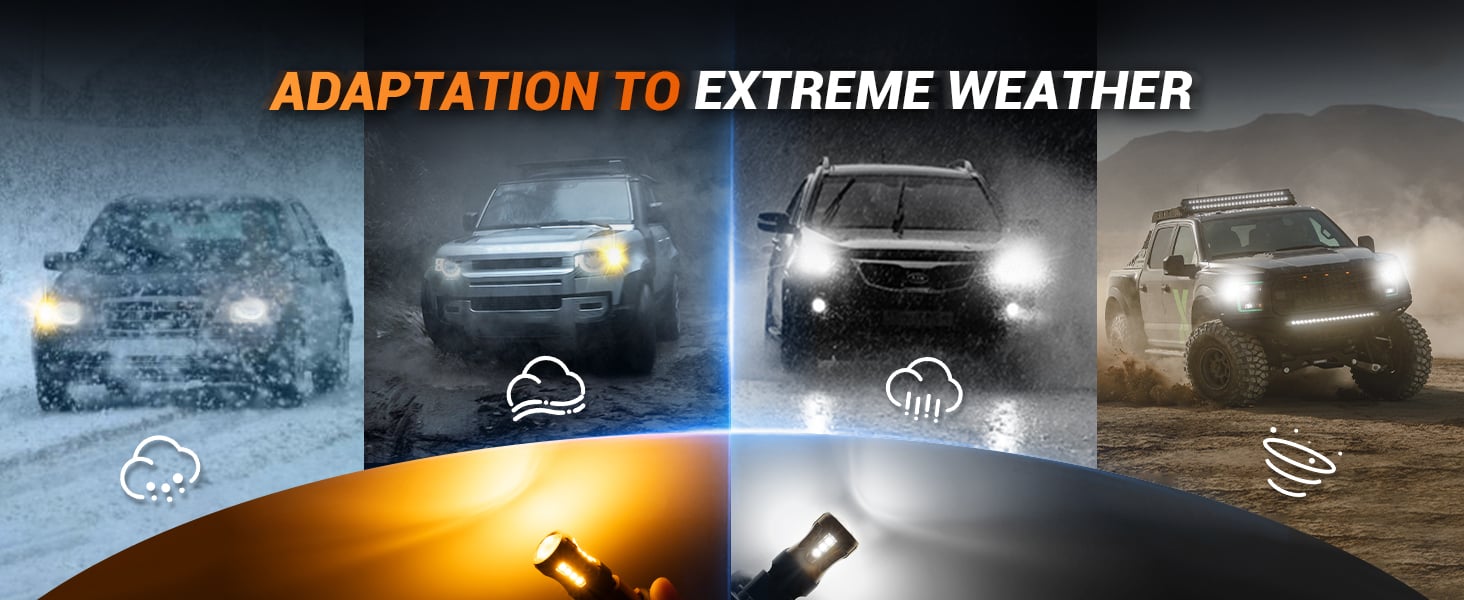 SEALIGHT 7443 Switchback LED Bulb Front Turn Signal Light White Amber 7444NA W21W DRL Parking Light