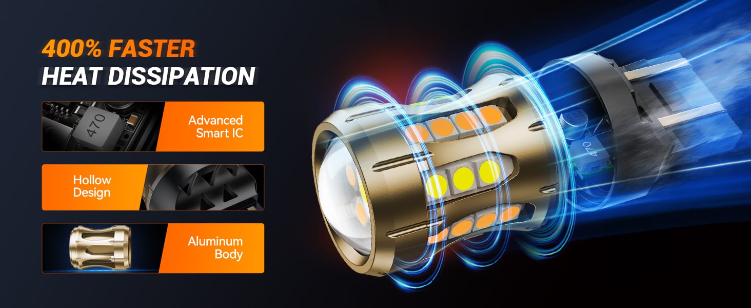 SEALIGHT 7443 Switchback LED Bulb Front Turn Signal Light White Amber 7444NA W21W DRL Parking Light