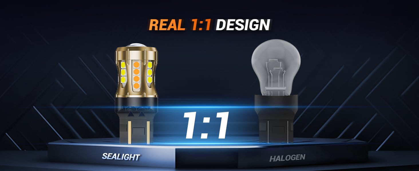 SEALIGHT 7443 Switchback LED Bulb Front Turn Signal Light White Amber 7444NA W21W DRL Parking Light