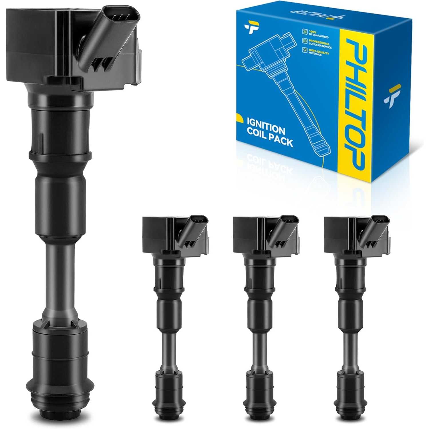 PHILTOP Ignition Coil Pack UF756 Set of 4 Compatible with Volvo 2016-2023 XC90, 2015-2023 XC60, 2019-2023 XC40, 2015-2022 S60/V6