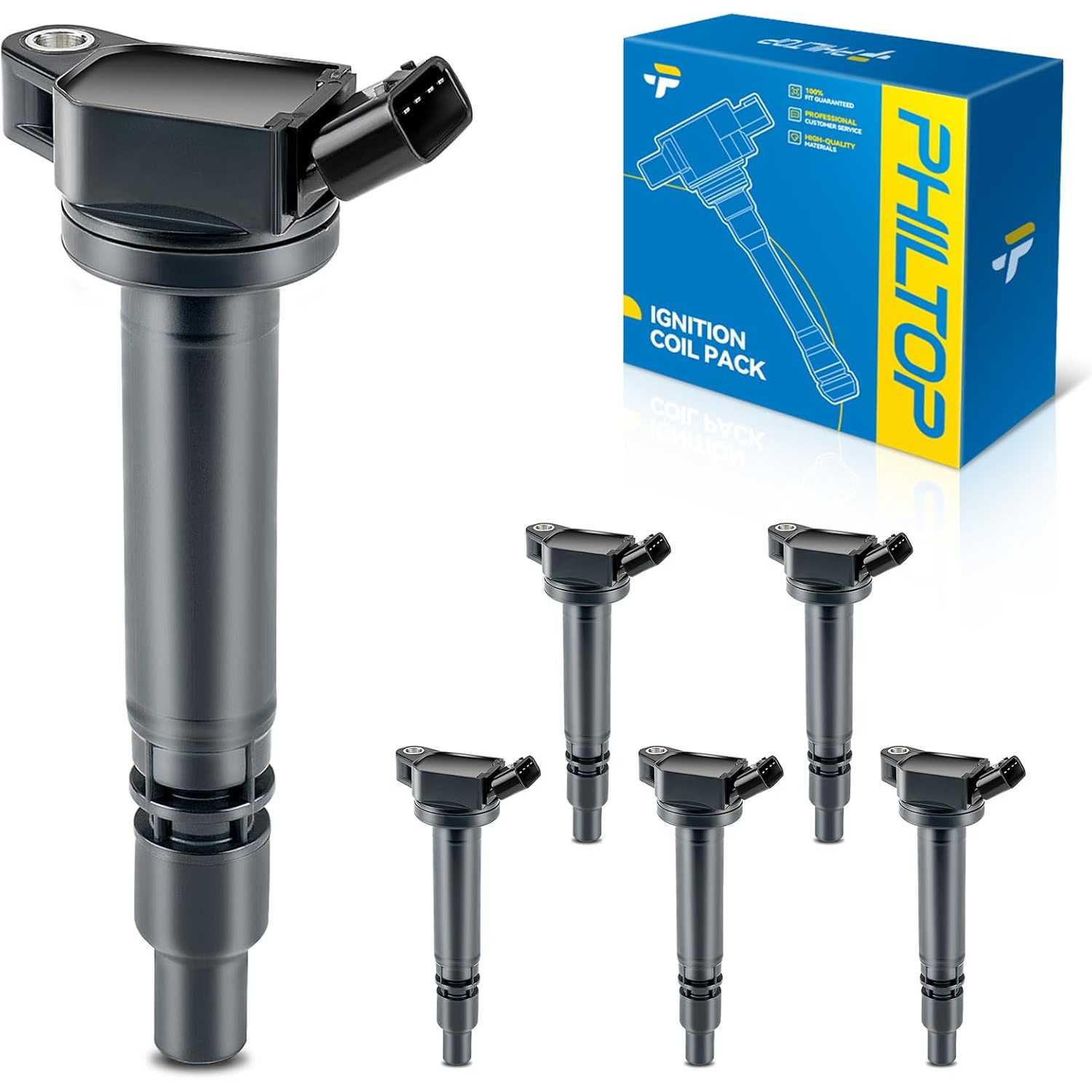PHILTOP UF630 Ignition Coil Pack Fits for Toyota 2010-2017 Camry, 2009-2018 RAV4, 2007-2020 Tundra, 2010-2020 4Runner, 2008-2020