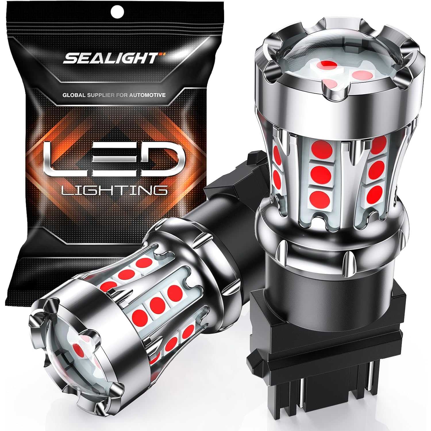 SEALIGHT® XL01 3157/3156/3057/T25 LED Brake Tail Light Rear Turn Signal Light Bulbs 6W 3000LM Red 2PCS