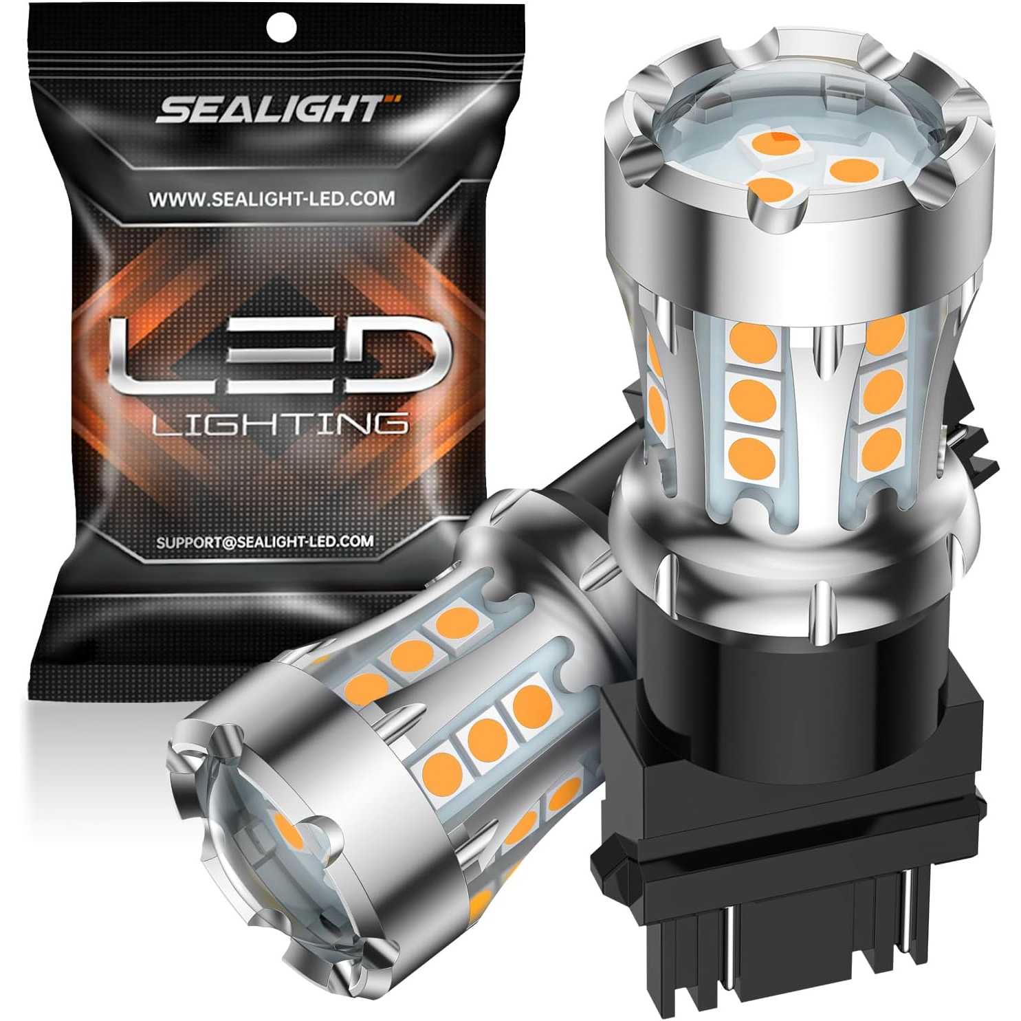 SEALIGHT® XL01 3157/3156/3057/T25 LED Brake Tail Light Turn Signal Light Bulbs 6W 3000LM 2700K Amber Yellow 2PCS