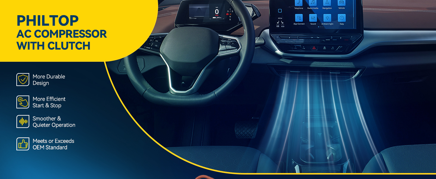 PHILTOP 98555 Air Conditioning AC Compressor for Civic 2006 2007 2008 2009 2010 2011 1.8L